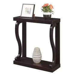 Kirklands Home Espresso Wood Curved Sides Console Table Brown