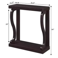 Kirklands Home Espresso Wood Curved Sides Console Table Brown