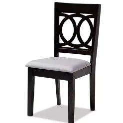 Kirklands Home Espresso Wood Lenoir Dining Chairs, Set of 4 Gray Clearance