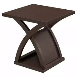 Kirklands Home Espresso Wood X-Base Side Table Brown New