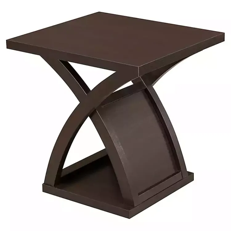 Kirklands Home Espresso Wood X-Base Side Table Brown New