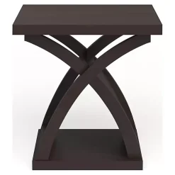 Kirklands Home Espresso Wood X-Base Side Table Brown New