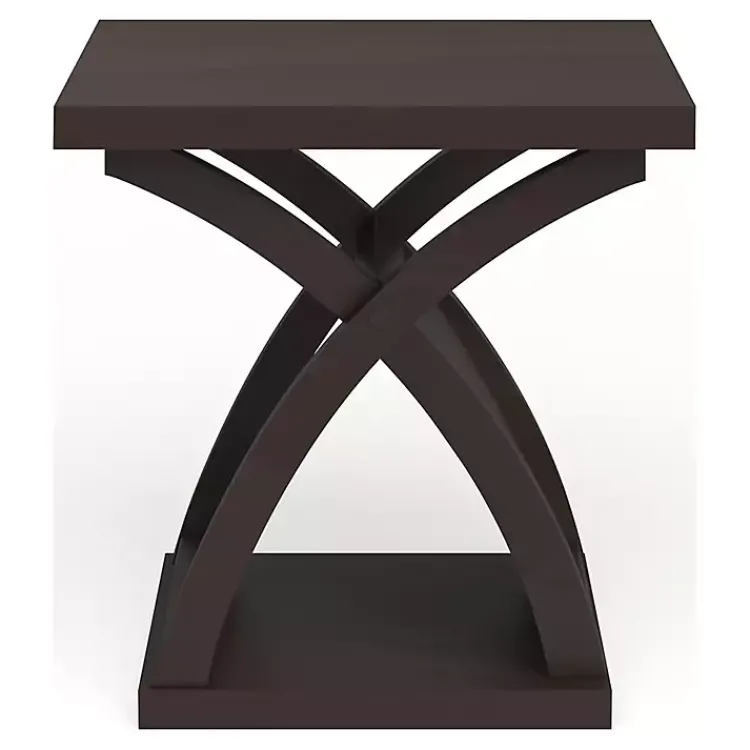 Kirklands Home Espresso Wood X-Base Side Table Brown New