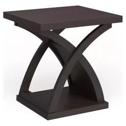 Kirklands Home Espresso Wood X-Base Side Table Brown New