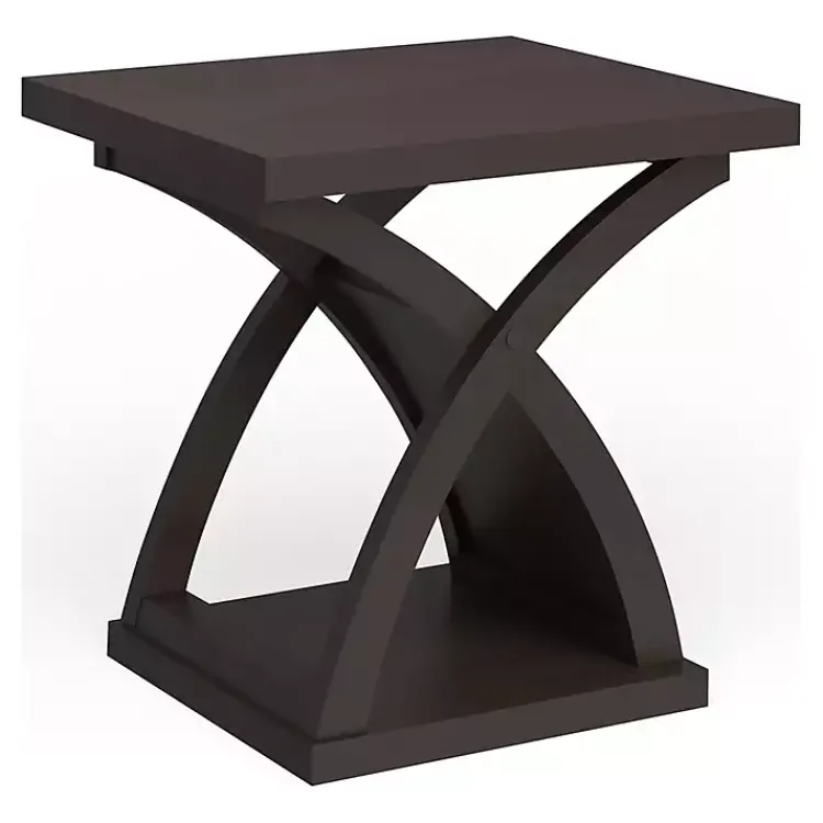 Kirklands Home Espresso Wood X-Base Side Table Brown New