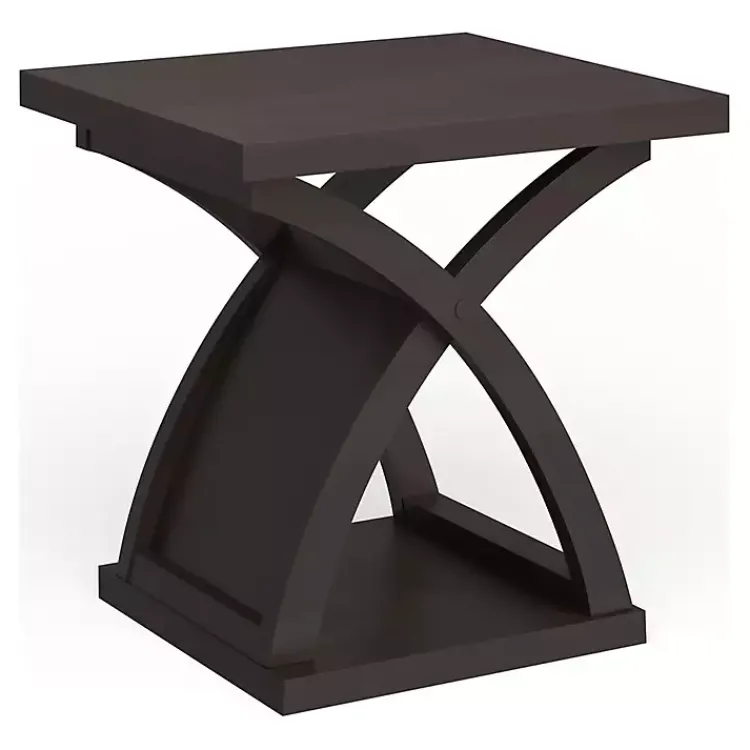 Kirklands Home Espresso Wood X-Base Side Table Brown New
