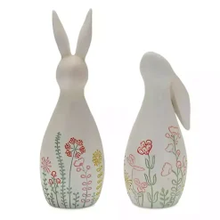 Easter Decorations>Kirklands Home Etched Floral Bunny Statues, Set of 2