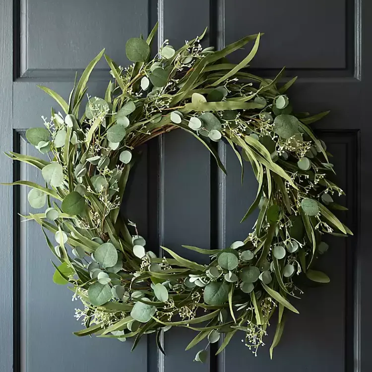 Wreaths>Kirklands Home Eucalyptus and Bamboo Leaves Wreath Green