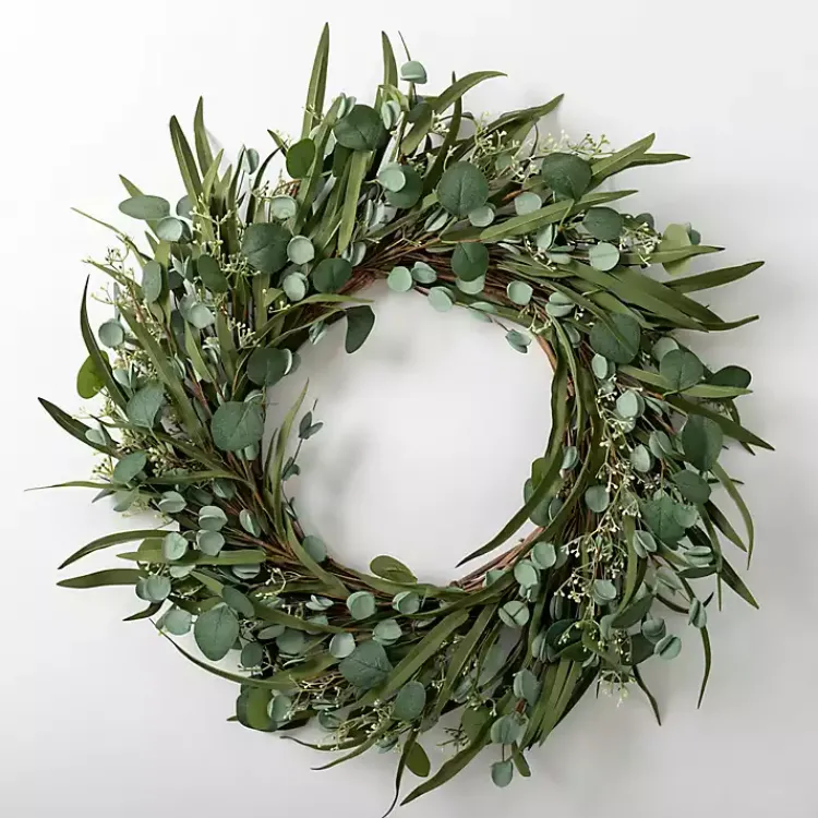 Wreaths>Kirklands Home Eucalyptus and Bamboo Leaves Wreath Green