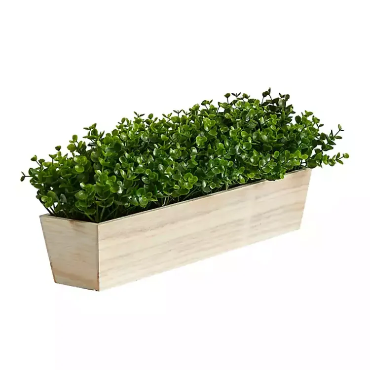 Arrangements & Greenery>Kirklands Home Eucalyptus Arrangement in Wide Wooden Planter