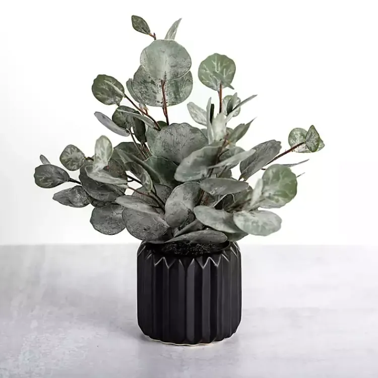 Arrangements & Greenery>Kirklands Home Eucalyptus Arrangement in Black Planter