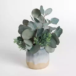 Arrangements & Greenery>Kirklands Home Eucalyptus Arrangement in Ombre Vase Green