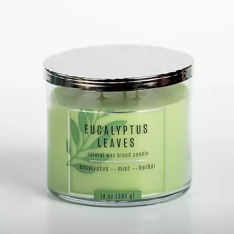 Candles>Kirklands Home Eucalyptus Leaves Triple Wick Jar Candle Green