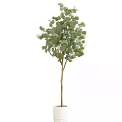 Trees & Topiaries>Kirklands Home Eucalyptus Tree in White Planter, 6 ft.