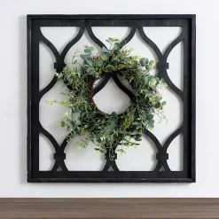 Kirklands Home Eucalyptus Wreath Trellis Plaque Black Best