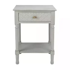 Kirklands Home Evelina Textured Single Drawer Accent Table Gray Clearance