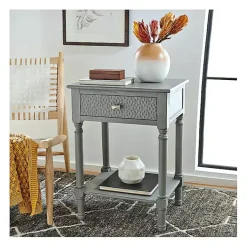 Kirklands Home Evelina Textured Single Drawer Accent Table Gray Clearance