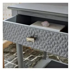 Kirklands Home Evelina Textured Single Drawer Accent Table Gray Clearance