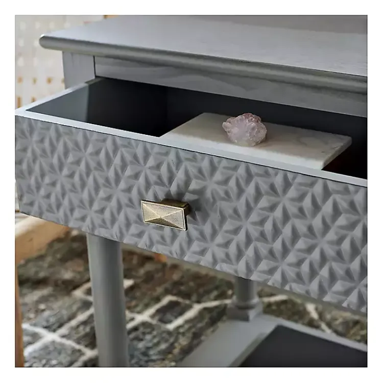Kirklands Home Evelina Textured Single Drawer Accent Table Gray Clearance