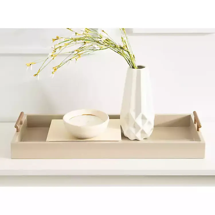 Decorative Trays>Kirklands Home Evelyn Cream Narrow Decorative Tray Ivory