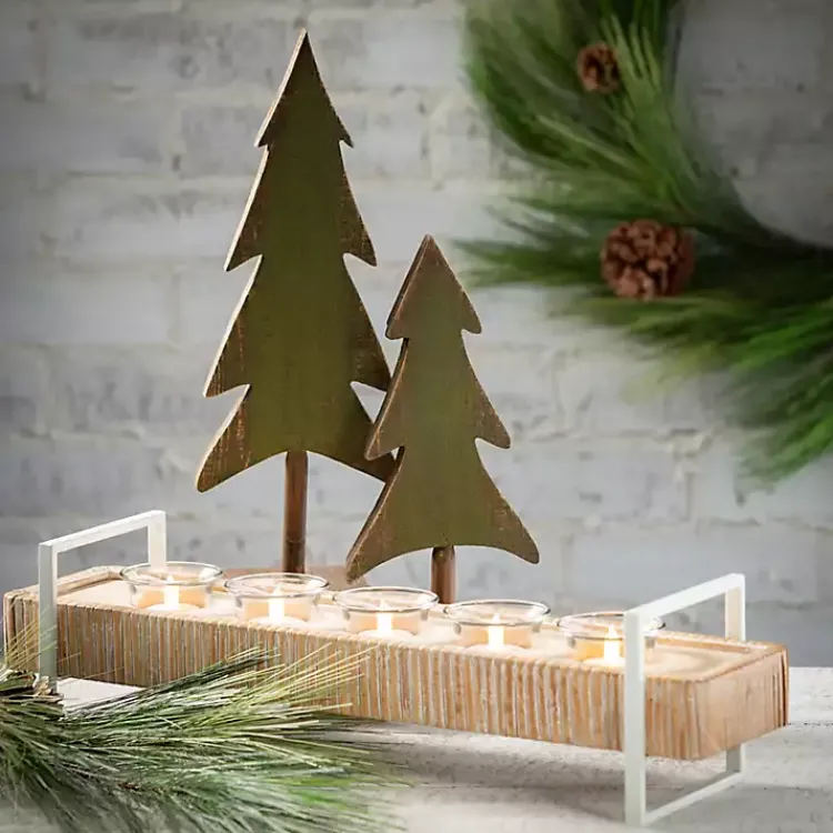 Christmas Decorations>Kirklands Home Ever Tree Wood Figurines, Set of 3 Green
