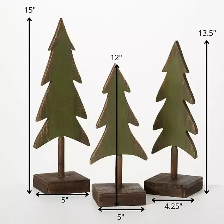 Christmas Decorations>Kirklands Home Ever Tree Wood Figurines, Set of 3 Green