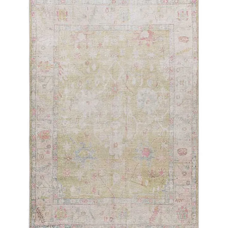 Kirklands Home Faded Botanical Washable Area Rug, 5x7 New