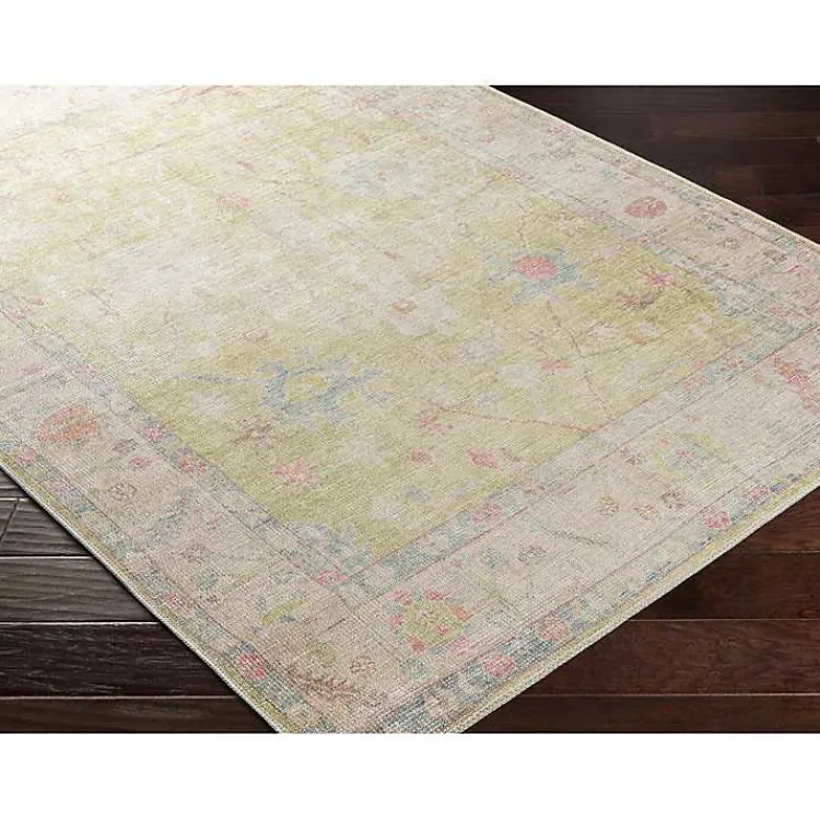 Kirklands Home Faded Botanical Washable Area Rug, 5x7 New