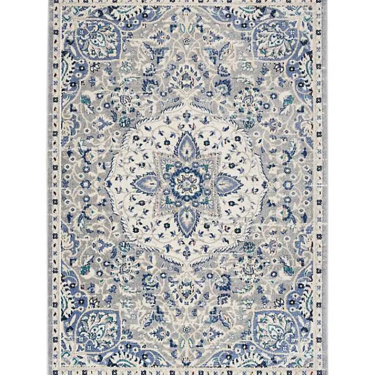 Kirklands Home Faded Gray & Blue Floral Medallion Area Rug, 5x7 Online