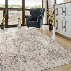 Kirklands Home Faded Turkish Indoor/Outdoor Area Rug, 5x7 Ivory Online