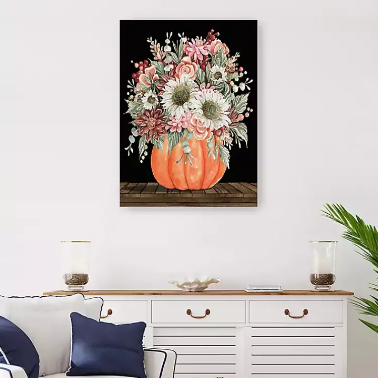Fall>Kirklands Home Fall Bouquet & Pumpkin Canvas Art Print, 24x32 in.