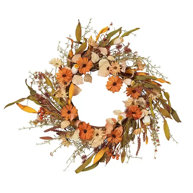 Wreaths>Kirklands Home Fall Flowers and Foliage Spiral Wreath, 22 in.