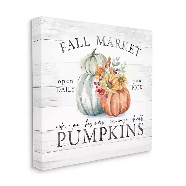 Fall>Kirklands Home Fall Market Pumpkins Canvas Wall Plaque