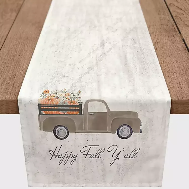 Kirklands Home Fall Ya'll Pumpkin Truck Harvest Table Runner New