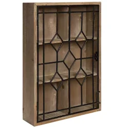 Kirklands Home Farmhouse Chic Rustic Wood & Iron Wall Cabinet Outlet