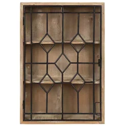 Kirklands Home Farmhouse Chic Rustic Wood & Iron Wall Cabinet Outlet