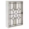 Kirklands Home Farmhouse Chic White Wood & Iron Wall Cabinet Clearance