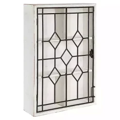 Kirklands Home Farmhouse Chic White Wood & Iron Wall Cabinet Clearance
