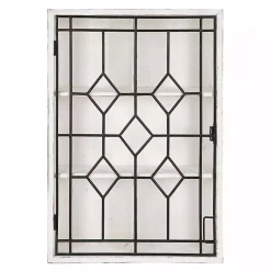 Kirklands Home Farmhouse Chic White Wood & Iron Wall Cabinet Clearance