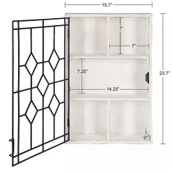Kirklands Home Farmhouse Chic White Wood & Iron Wall Cabinet Clearance