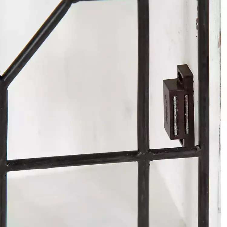 Kirklands Home Farmhouse Chic White Wood & Iron Wall Cabinet Clearance