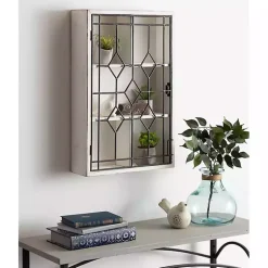 Kirklands Home Farmhouse Chic White Wood & Iron Wall Cabinet Clearance