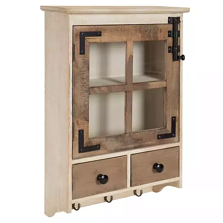 Kirklands Home Farmhouse 2-Drawer Wall-Mounted Cabinet New