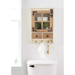 Kirklands Home Farmhouse 2-Drawer Wall-Mounted Cabinet New