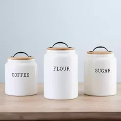Kirklands Home Farmhouse Embossed Kitchen Canisters, Set of 3 Online