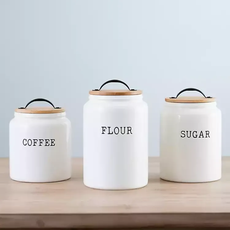 Kirklands Home Farmhouse Embossed Kitchen Canisters, Set of 3 Online
