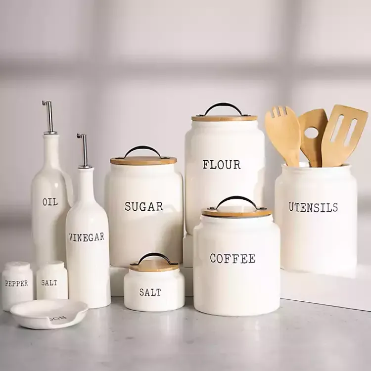 Kirklands Home Farmhouse Embossed Kitchen Canisters, Set of 3 Online