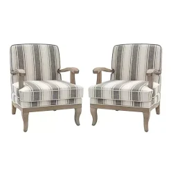 Kirklands Home Farmhouse Gray & Brown Striped Armchairs, Set of 2 Best