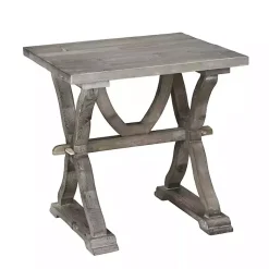 Kirklands Home Farmhouse Trestle Base Accent Table Gray Outlet