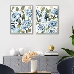 Kirklands Home Farmhouse Peonies Framed Canvas Prints, Set of 2 Blue Clearance